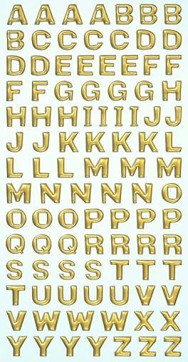 Buchstaben Sticker gold - Konturensticker Alphabet - ABC in Großbuchstaben,  10mm