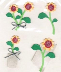 3-D Sticker, 4 Sonnenblumenmotive