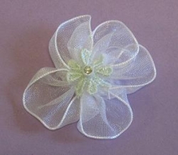 Organza Blumen mit Strass, hellblau 4 cm