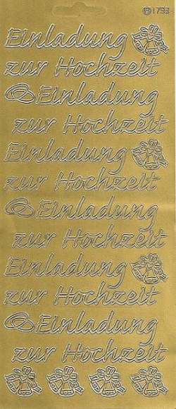 Konturensticker gold, Einladung zu Hochzeit große Schrift