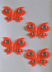 Stoff Schmetterlinge mit Strass, orange 4 Stück
