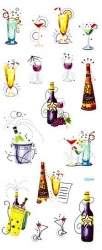 Sticker bunt transparent, Gläser und Wein